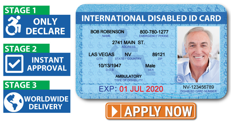 An international disability identification card held in hand